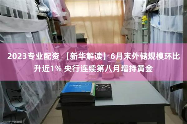 2023专业配资 【新华解读】6月末外储规模环比升近1% 央行连续第八月增持黄金